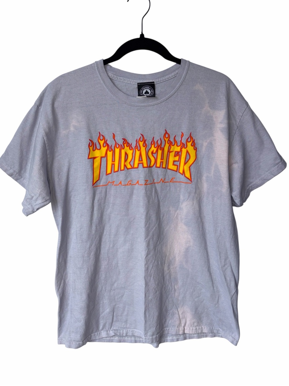 Thrasher Flame Logo Tee Purple Gray Washed Skate T Shirt Mens L